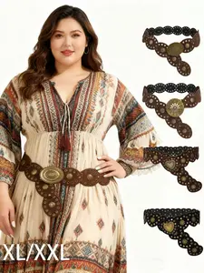 Boho Style Chunky Belt for Women, Vintage Velvet Patchwork Waistband, Perfect for Dresses, Coats, Sweaters, Pants, Parties, Streetwear, Boho Style Buckle, Western Concho Belts, Belt with Buckle