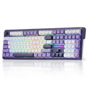 Redragon K745 PRO Wireless Gasket RGB Gaming Keyboard, 108 Keys Mechanical Keyboard w/Extra 4 Hotkeys, Hot-Swap South-Facing LED Socket, 5-Layer Noise Dampening, Round PBT Keycaps, Mint Mambo Switch,Charming Purple