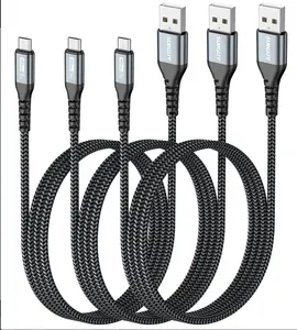 Micro USB Cable 3FT [3Pack], 18W USB to Micro USB Cable Fast Charging USB 2.0 Data Sync Nylon Braided for Samsung Galaxy S7 Edge S6, Power Bank, Android Phone, PS4