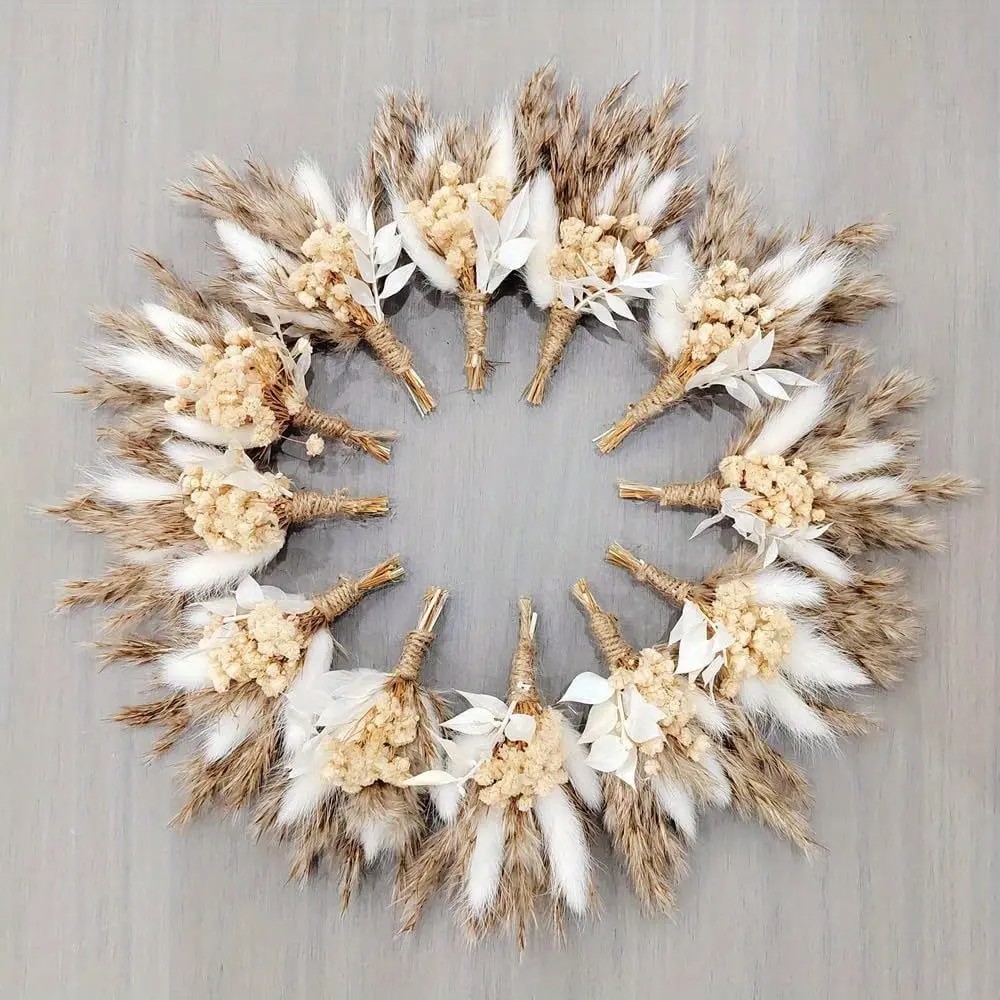 NortureFlora 12pcs Boho Handmade Mini Dried Floral Set - DIY Craft Mini Bouquet Supply, Home Decoration Floral Decor Accessory, Wedding Bridesmaids Gift