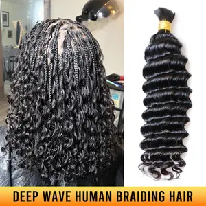 YGwigs Deep Wave Bulk Human Hair For Braiding Natural Black 100g/Bundle, High-Grade, Fuller, Fluffy, Consistent Thickness, Good Service Life, Virgin Hair