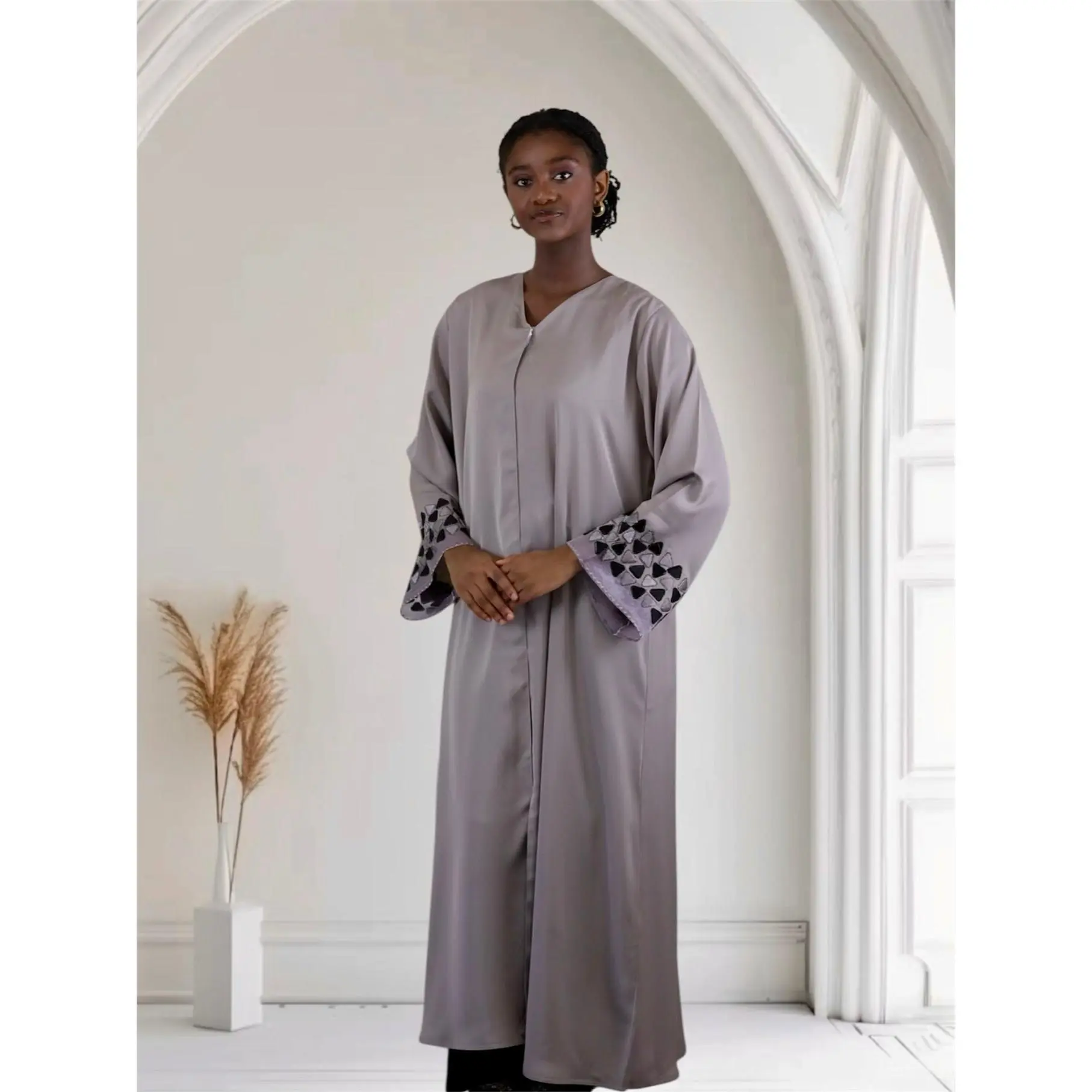 Ayesha's Luxury Embroidered Abaya set | Stone Taupe