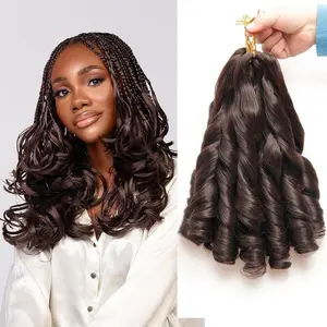 French Curl Crochet Braiding Hair Loose Wavy Crochet Hair for Braids Pre Stretched Synthetic Extensions Chocolate Brown French Curly Braids Lightweight Hair for Women 12 Inch 8 Packs