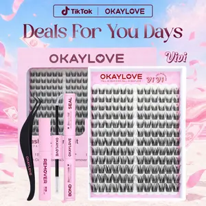 OKAYLOVE Wispy Lash Clusters Kit, 10-16MM Vivi Cluster Lashes with Long-lasting Lash Bond and Seal, Tweezers and Remover for DIY Lashes at Home for Natural Makeup Girl Gift  #DealsForYouDays