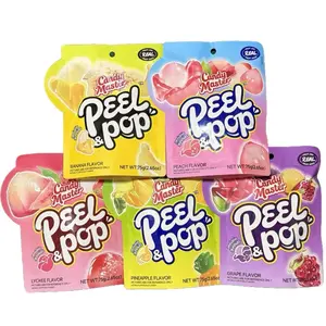 Candy Master Peel & Pop Peelable Gummies 150g (2 Packs) OR 225g (3 Packs) - Assorted Fruity Flavors - Halal Gummy with Fruit Juice Peelerz Snack sweet chewy s