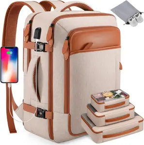 UKEIN & Miusse 40L Carry-On Travel Backpack – Airline Approved, Expandable Laptop Bag with 4 Packing Cubes, Anti-Theft Weekender Bag for Men & Women