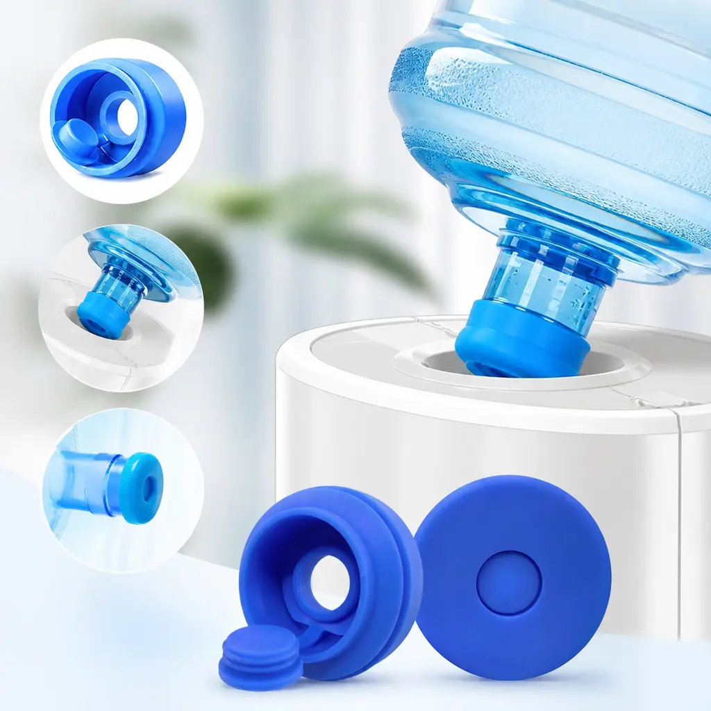 Food-Grade Silicone Water Jug Cap 3 Pack, Gallon Water Jug Cap Dust & Leak Proof, 55mm Universal Replacement Caps for Household Bottle Water Dispenser