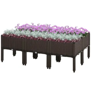 Modular Raised Planter Box Set of 6 Stackable or Separate Use Lightweight Easy Move Indoors for Winter 15.75 Inch Square for Tomatoes Strawberries for Patio Deck Lawn