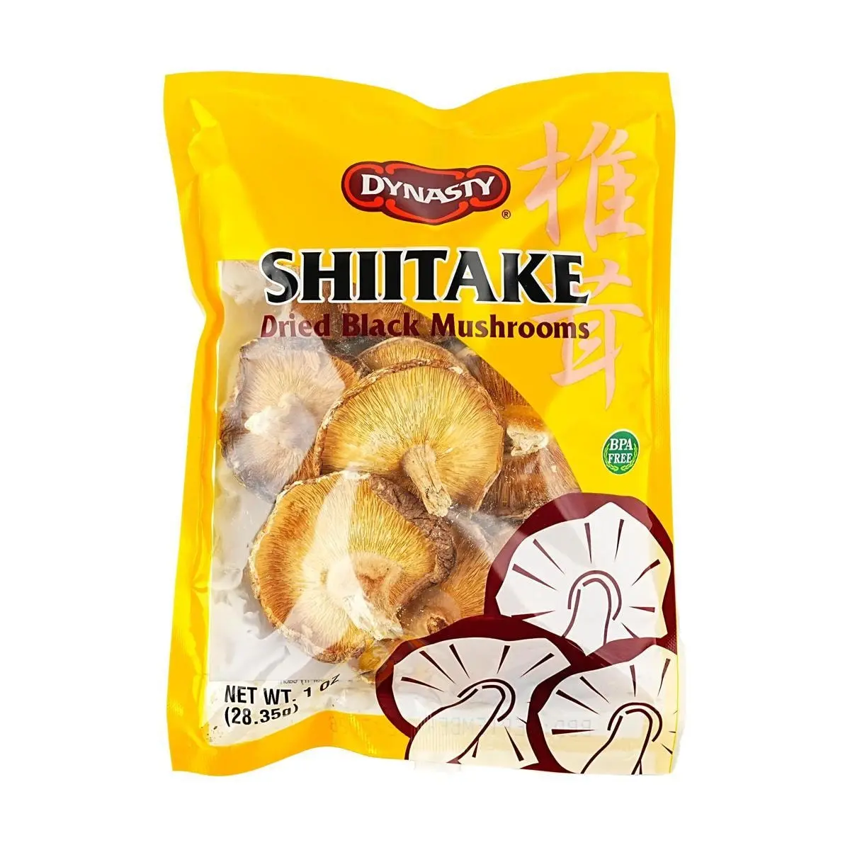 DYNASTY Whole Dried Shiitake Mushrooms 1oz - Gourmet Umami Flavor for Soups, Stir-fries, Hot Pot & Cooking