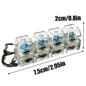 Stress-relieving Toy Mechanical Keyboard Compact Design with Crystal Keycaps LED Lights Transparent Acrylic Key Christmas giftchain