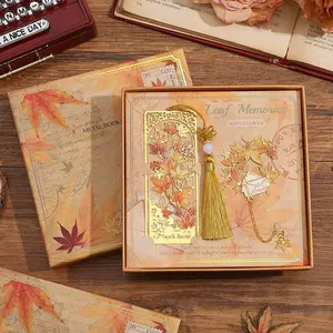 2 Pcs Vintage Metal Chain Bookmarks, Golden Hollow-Out Design, Elegant Floral & Leaf Pattern Stationery, Creative Handicraft Ornaments for Readers & Book Lovers, Ideal Festival Gifts for Men and Women, Book Accessories