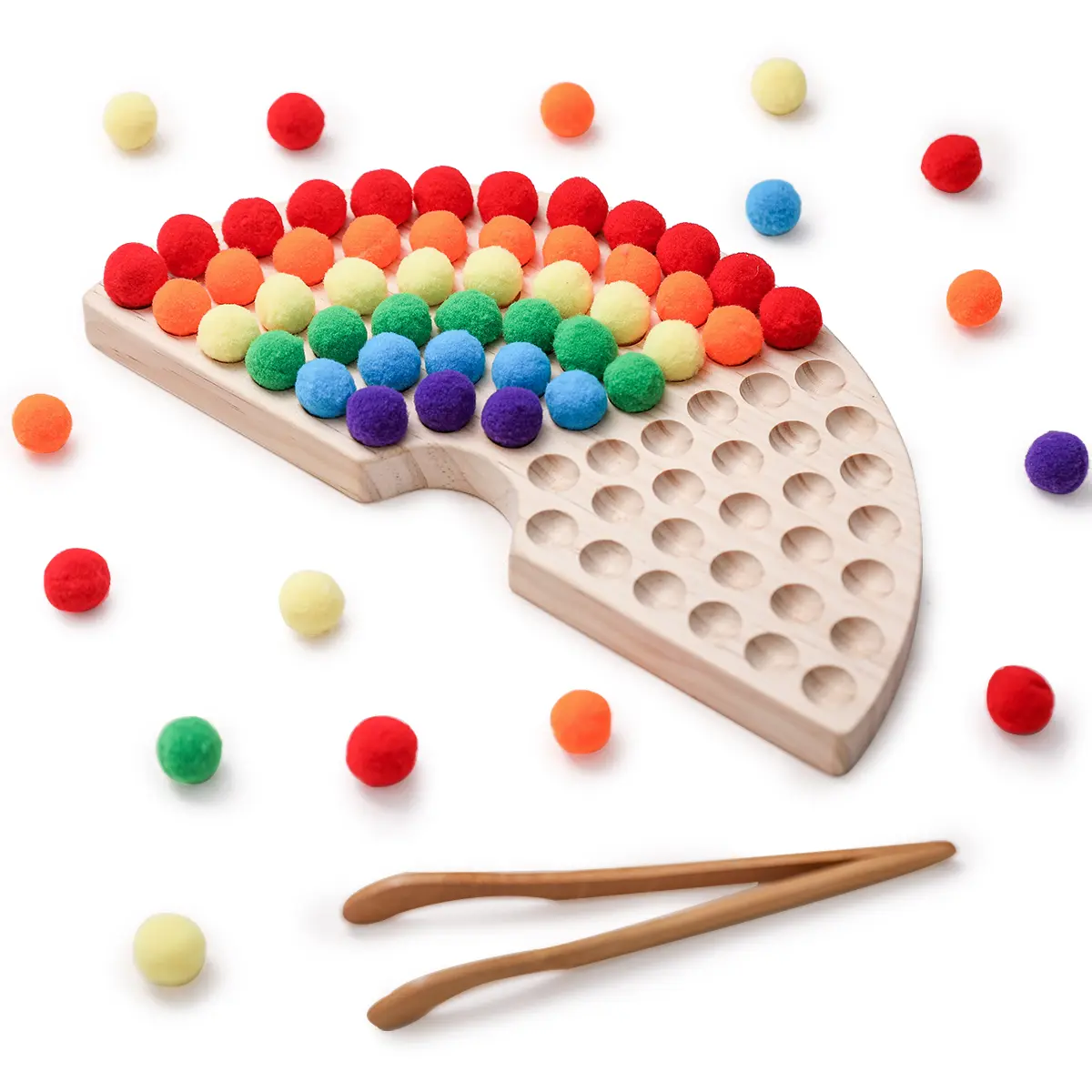 Montessori Wooden Peg Board Beads Game - Natural Wood, Hand-Polished, BPA-Free, Latex-Free Color Sorting Math Toy for 3-4 Years Unisex Children, Fine Motor Skill Development, Birthday Present (DealsForYouDays)