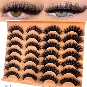 14 Pairs 6D Russian D Curl Dramatic Eyelash Strips, High-Quality Dense Volume, Volumized False Eyelashes, Lightweight and Comfortable for Everyday Fashion, Cosmetic False Lashes, Eyelash Falsies