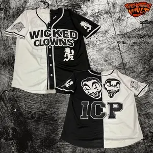 Split Colors Black/White Wicked Clowns Baseball Jersey ICP Juggalo Jersey