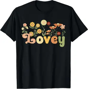 Groovy Lovey Grandmother Flowers Lovey Grandma T-Shirt