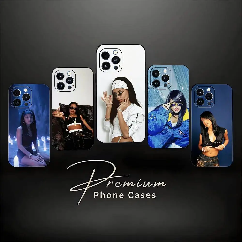 Hip Hop Aaliyah PhoneCompatible with iPhone 12/13/14/15/16/17 (Pro Max/Plus) Suitable as a Gift for Friends and Family Soft Silicone Black Cover