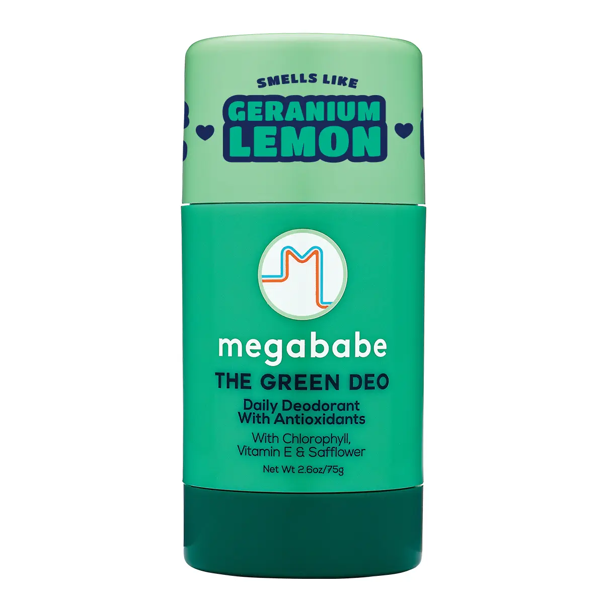 Megababe Daily Deodorant - The Green Deo with Anti-Antioxidants | Aluminum-Free, Solid, All Natural | Geranium & Lemon | Free from Parabens, Sulfates & Phthalates | 2.6 oz