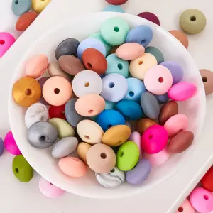 【RayRayDIY】Abacus Silicone Space Beads 12mm Handmade Baby Toothpaste Milk Accessories Abacus Beads Silicone Colored Beads