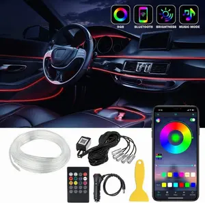 Car LED Interior Strip Light, 16 Million Colors 5 in 1 with Wireless Bluetooth APP Control , Multicolor RGB Sound Active Automobile Atmosphere Ambient Lighting Kit -for Cars,Sedans,Trucks,Jeep,SUV,Golf Cart,ATV,Pickup Off Road