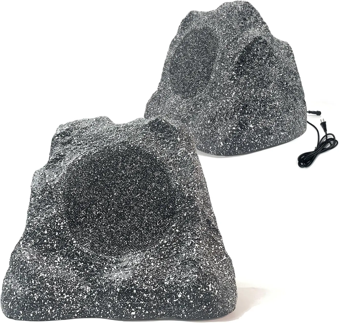 Herdio 2-Piece Wireless Outdoor Rock Bluetooth 5.3 Speakers - 6.5/8 in IPX6 Water-Resistant Fiber Audio Devices, High-Watts Stereo Set with Wired Cable & Receiver, Multi-Device Connection for Outdoor Living, Tablets, Smartphone Audios
