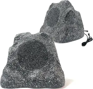 【New year】Herdio Outdoor Rock Bluetooth Speakers Waterproof Resin Material  For Pool Backyard Patio  - 6.5 Inch /8 Inch  (Pair)