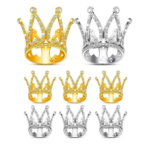 Crown Shaped Cake Topper, 8counts/set Rhinestone Crown Birthday Cake Decoration, Summer Party Decoration Supplies