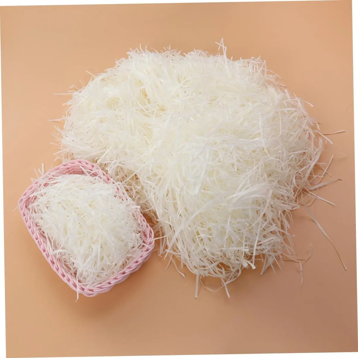 100g Raffia Gift Basket Filler, Pink or White Decorative Packaging Filler for Gift Boxes, Weddings & Birthdays