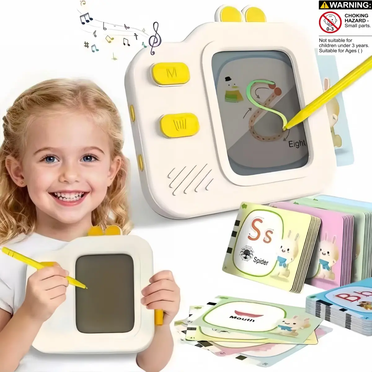 Multifunctional English Learning Card Machine Toy, Preschool Learning Tool, Includes 120 Dual-Sided Talking Flash Cards, Word Cards, Vocabulary Flashcards, Language Learning Flashcards, Early Education for Kids over 3 Years