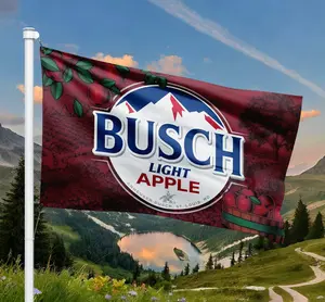 Busch Light Apple Flag - Rustic Orchard Beer Outdoor Banner - Red Apple Farmhouse Wall Decor
