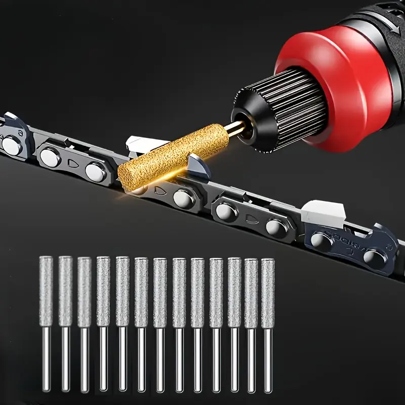 Diamond Chainsaw Sharpening Kit - Titanium-Coated Synthetic Jade Grinding Wheel, Heavy-Duty Metal Rotary Tool File, No Power Required, for Chainsaws, Glass, Professional Use, Christmas Gift