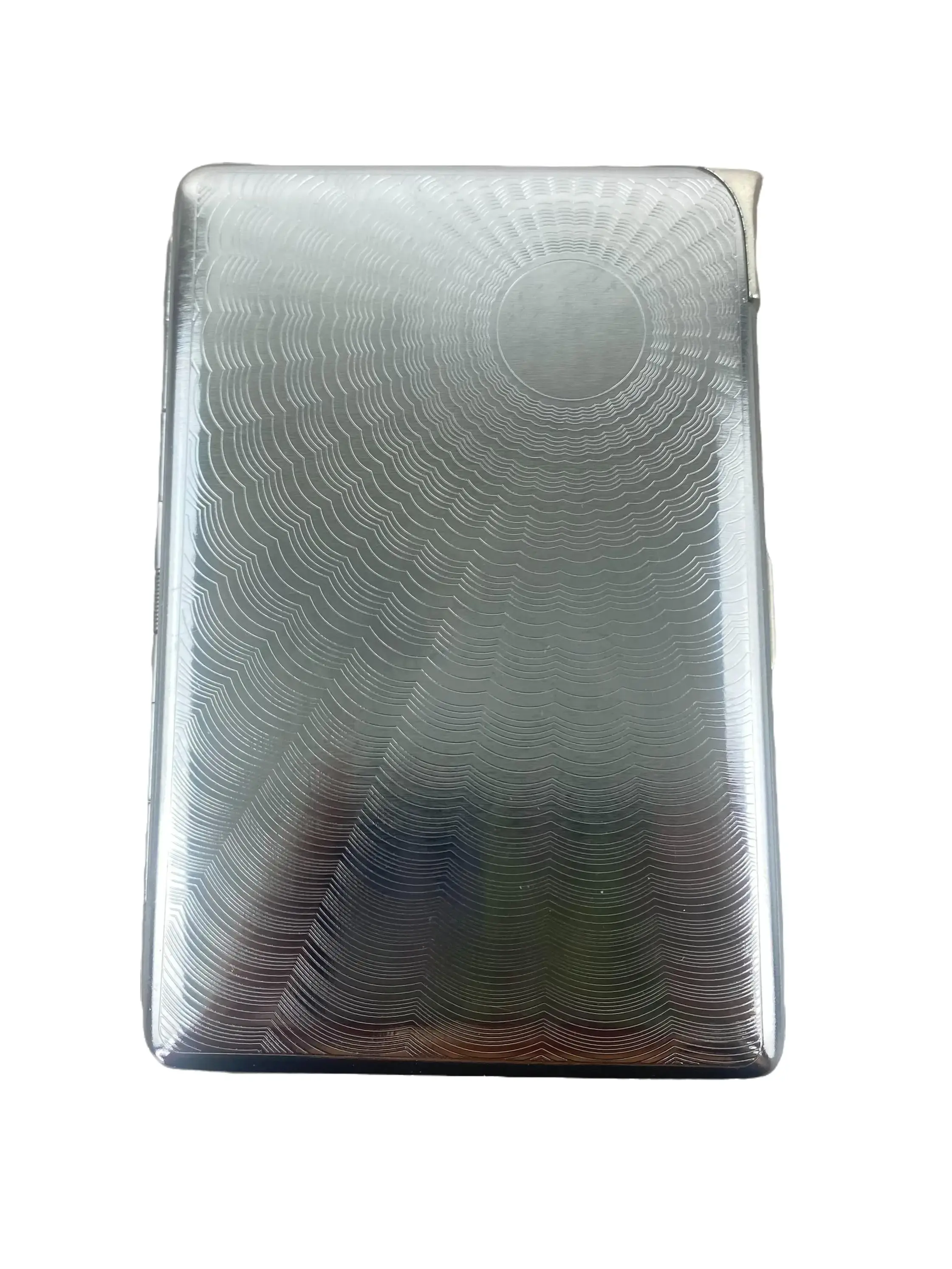 Designed Metal Case "Sunburst" Silver Case w/Built in Lighter
