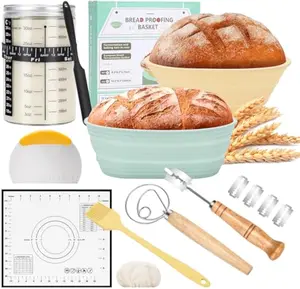 Sourdough Starter Beginners Kit, Instructions Included for Easy Baking,34OZ Sourdough Starter Jar 24PCS Bread Kits for Homemade Bread with 2 Proofing Baskets, Dough Whisk Scrapers, Lame, Stencils Bakeware