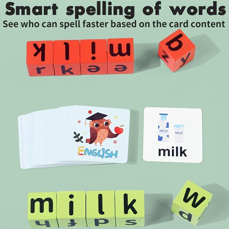 MQUDUO Word Race Cube Game - Educational Alphabet Spelling Toy with Color Letter Blocks & Cards, Interactive Preschool Activity, Durable Playful Design, Christmas/Halloween/New Year Kids Gift