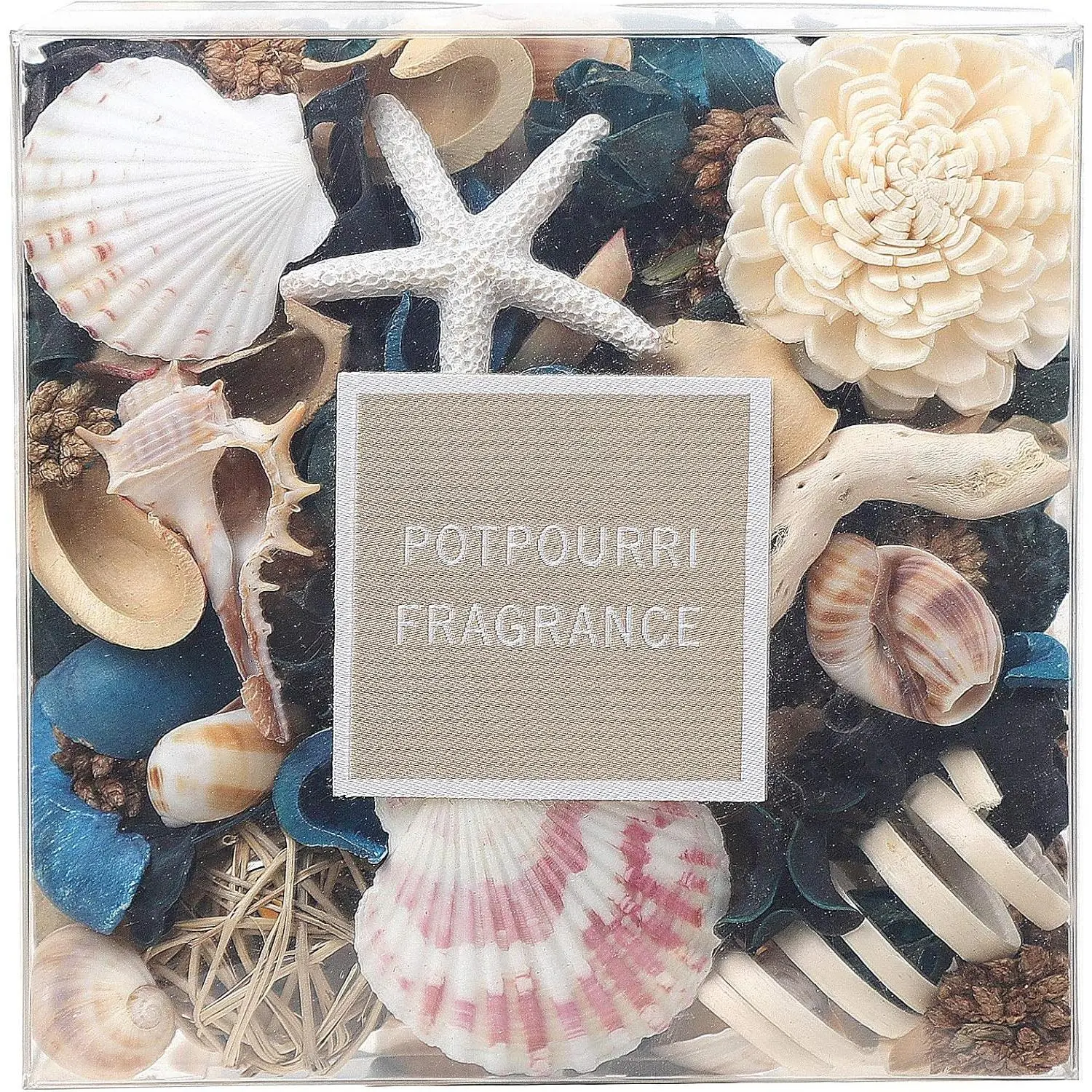 Seashell Potpourri Dried ,  Breeze Scented Potpourri Bowl Filler,Vase Filler, , Beach Coastal Sea Shell Bathroom Decor,14 oz(Blue)