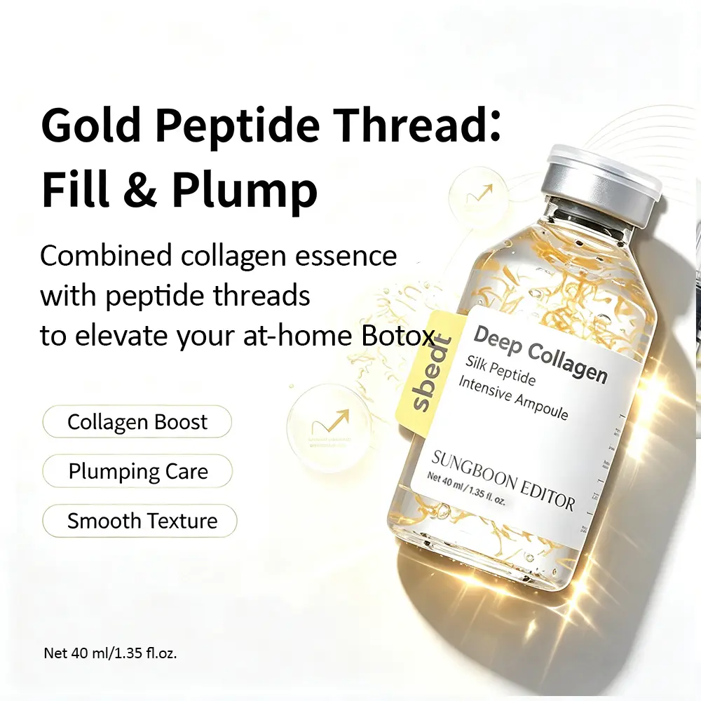Sungboon Editor Deep Collagen Silk Peptide Ampoule 40ml, 30 Types Multi Peptide Lifting Serum, At Home Botox Alternative Anti Wrinkle Plumping Korean Skincare, Boost Collagen Smooth Fine Lines Radiant Firming Face Ampoule