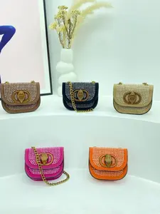 New Mini Diamond Saddle Bag Chain Purse for Women, Chic Crossbody Purse, Trendy Plain Half Round Crossbody Bag, Cute Portable Handbag for All Seasons