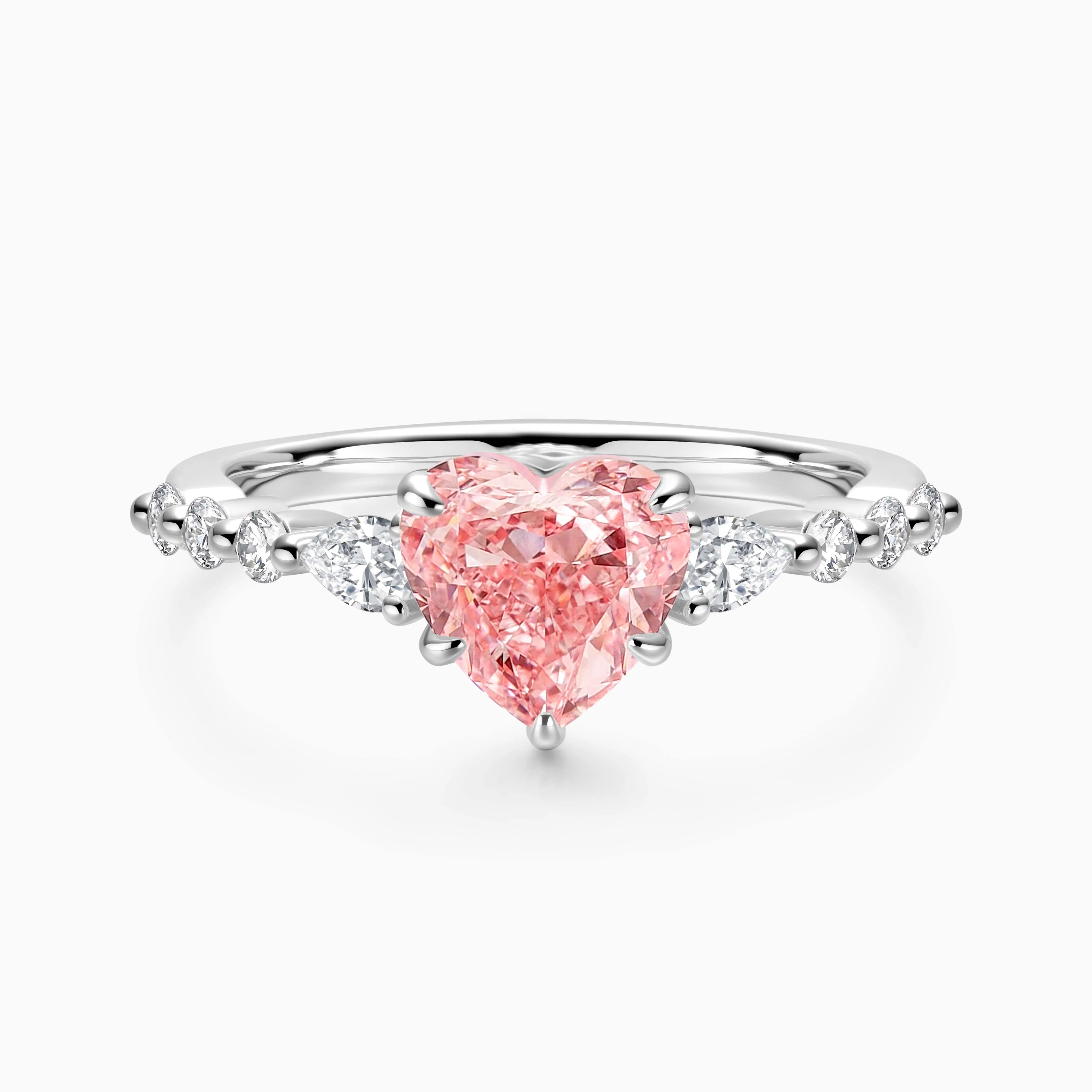 DARRY Blush Pink Heart Zirconia Promise Ring 18K White Gold Plated Sterling Silver