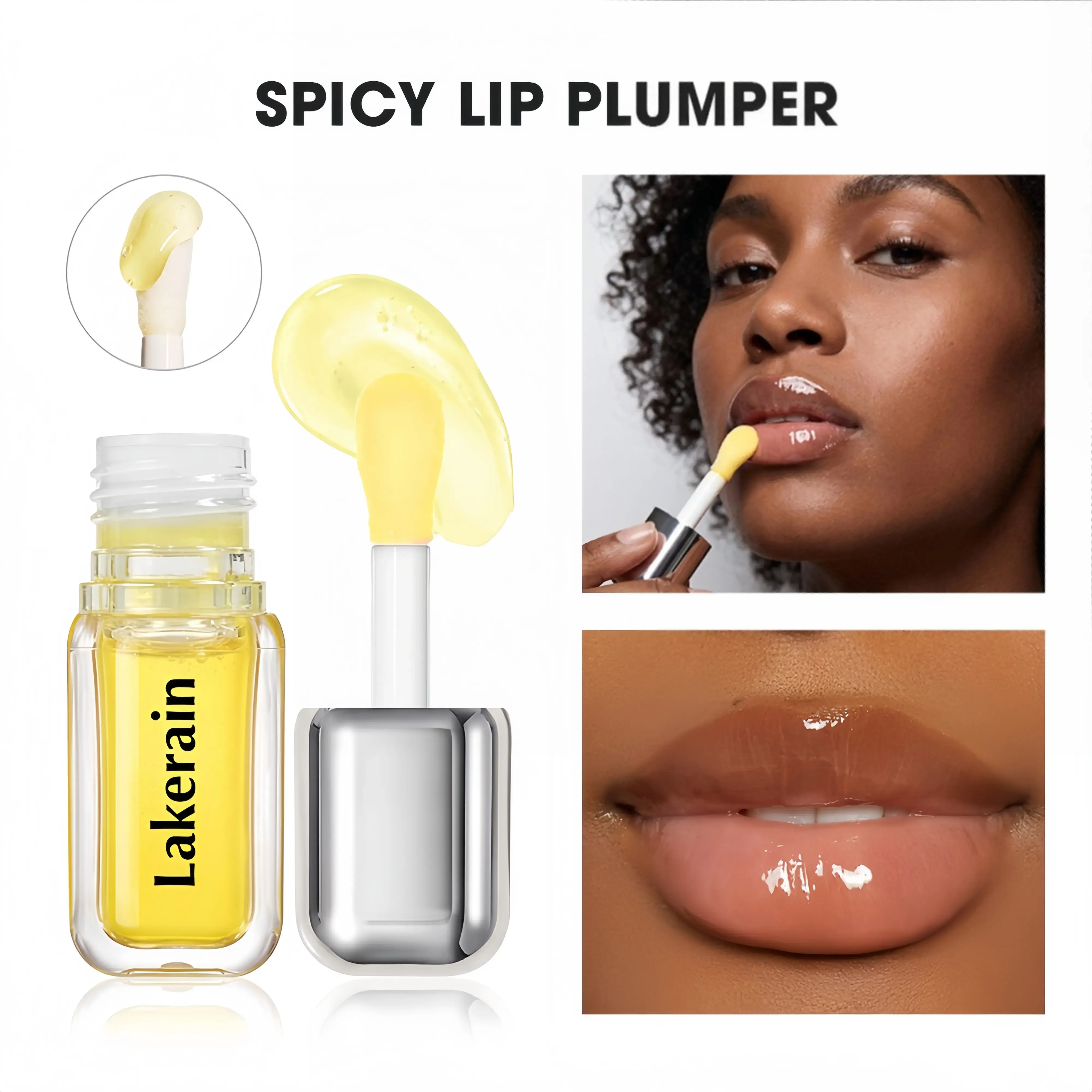 [NEW Shades] Spicy Lip Plumper Gloss - Non-Sticky, High-Shine Finish, Fuller-Looking Lip Cosmetic for Makeup