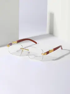 1 Pair Simple Ombre Lens Sunglasses For Everyday Use, Summer Square Shaped Fashion Rimless Sunglasses, Stylish Glasses, Travel Accessories