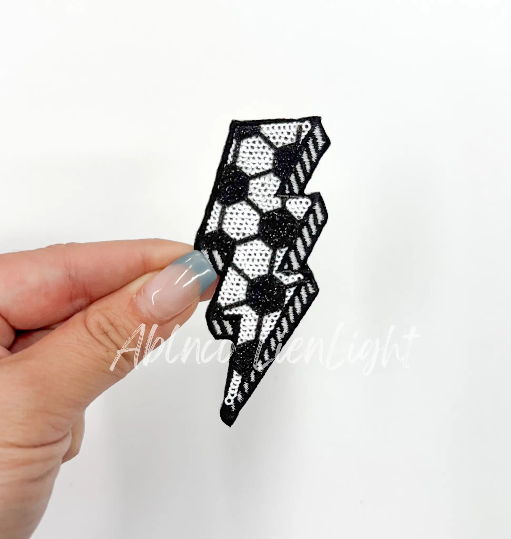 Soccer Lightning Bolt Sequin Patch