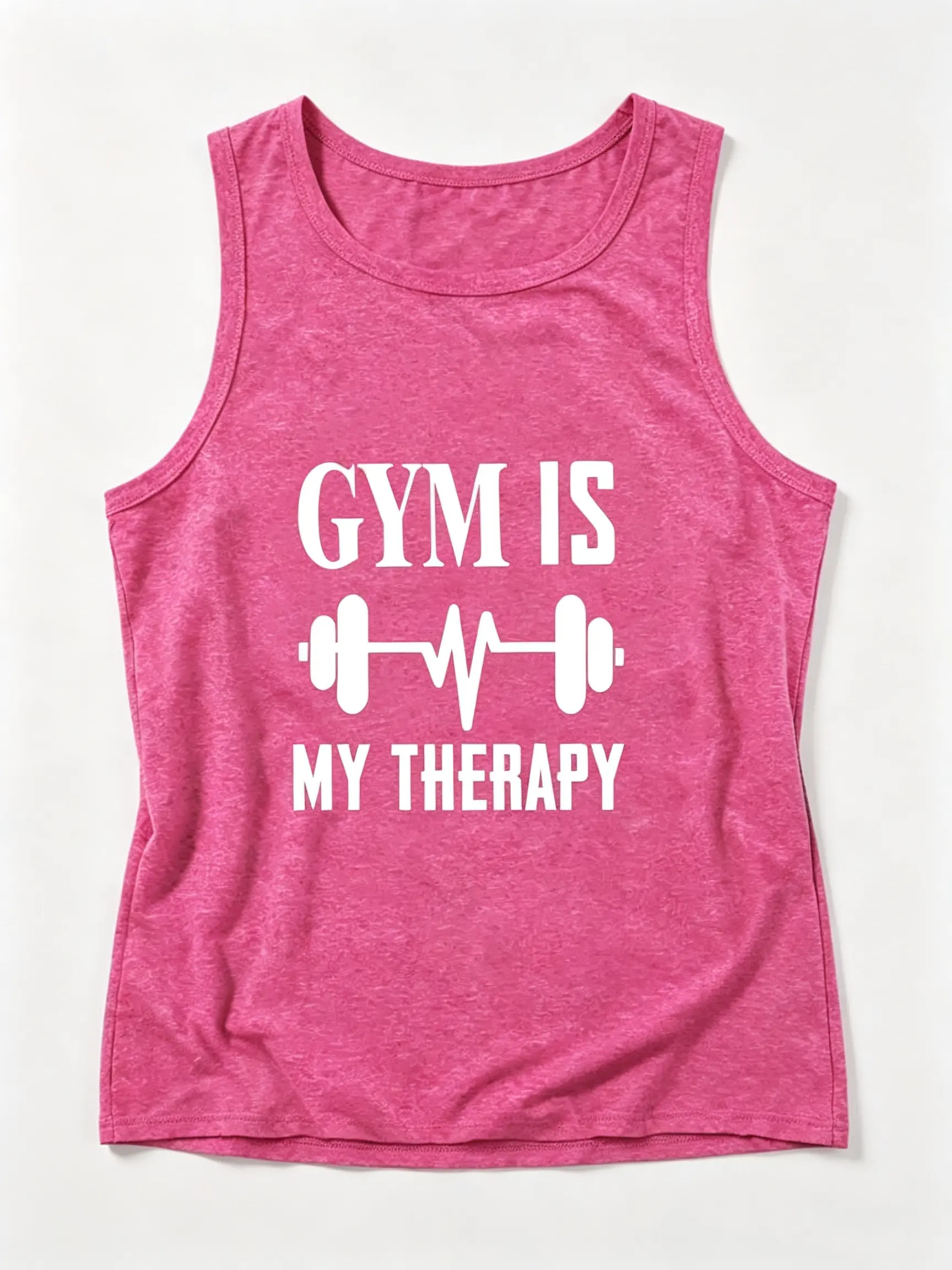 Women's Casual  Tank Top, "Gym Is My Therapy" Motivational Print, Fitness Lover Aesthetic, Workout Sleeveless Top