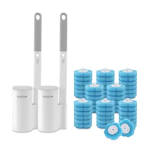 CLEALOM 2 Pack Disposable Toilet Brush and Holder Set,Extended Handle with 48 Cleaner Refills Toilet Brush for Toilet Bowl Cleaners,Bathroom Cleaning, Bathtub - Blue (Ocean Fresh Scent),Summer Vibes