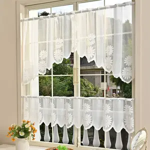 Elegant Short Curtains for Living Room & Kitchen, Lace Partition Curtain No Drilling Required, Must-Have Home Decor Accessory, Window Curtain, Home Decoration Curtain
