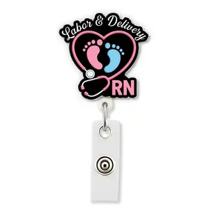 Labor & Delivery RN Retractable Badge Reel, L&D Nurse Midwife OBGYN ID Badge Holder Gift YZ4