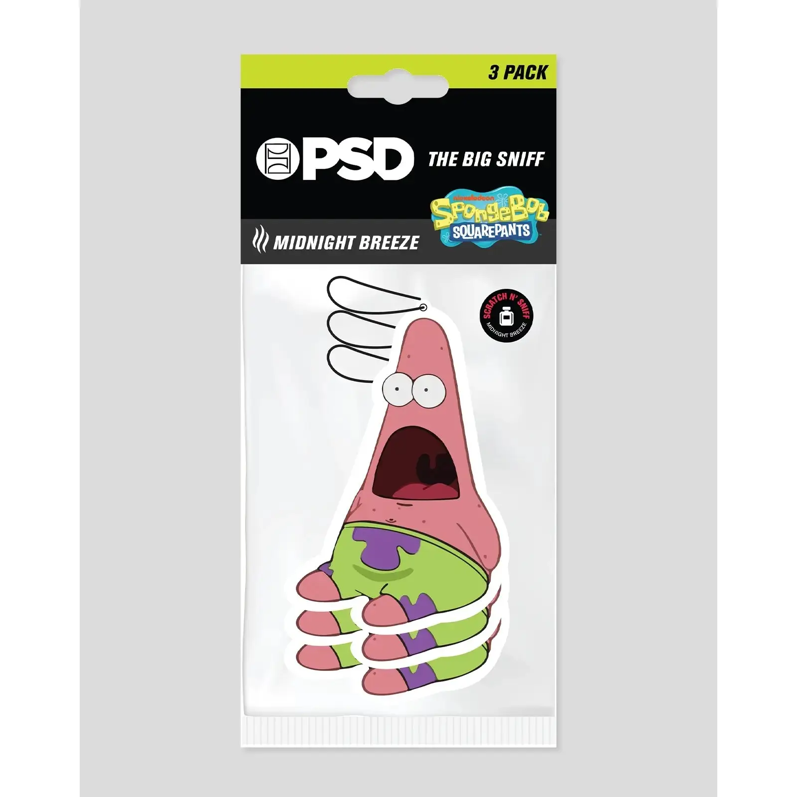 PSD Patrick Shock Spongebob Air Freshener 3 Pack PSD Patrick Shock Spongebob Air Freshener 3 Pack