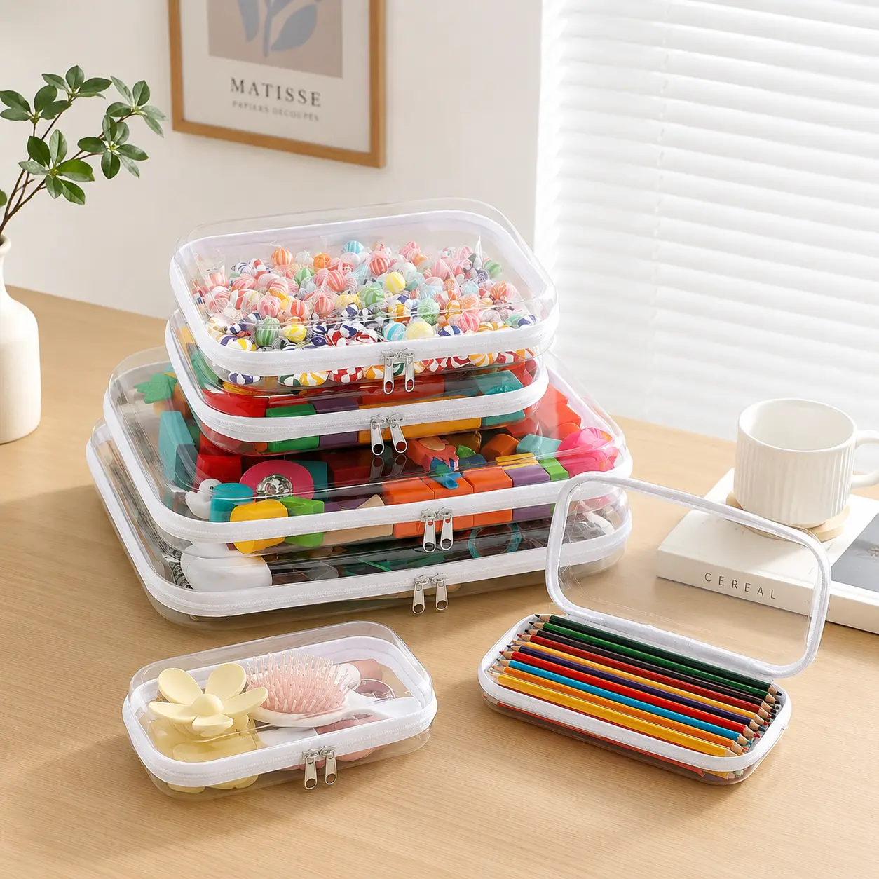 3/6/9 Pack Clear Hard Shell Zipper Case, See-Through Hard PlasticOrganizer Pouches with Zipper for Travel,Toiletries, Makeup, Electronics & Pencils -Crush-Resistant Storage outdoorfun