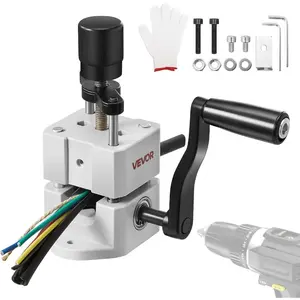 VEVOR Manual Wire Stripping Machine, 0.06 - 1 in, Portable Copper Stripper with Hand Crank or Drill Powered, 64Mn Quenched Blades, 45# Steel Rollers, ABS PC Wire Peeler, for Scrap Copper Recycling