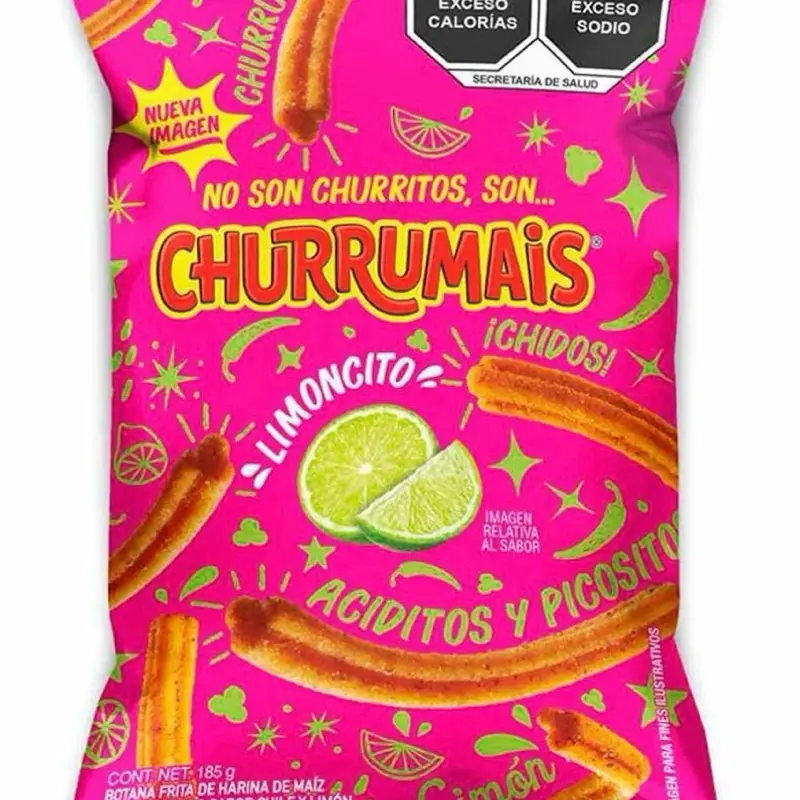 3-Pack Sabritas Churrumais Con Limoncito Mexican Corn Snacks 6.52 oz (185g) Each | Chili & Lime Flavor