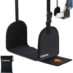 Anti-Squeeze Adjustable Airplane Foot Hammock with Flat Base and Memory Foam, Portable Leg Foot Rest for Long Flights Travel, Foot Rest for Under Desk at Work
