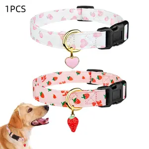 1pcs Handmade Dog Collar with Cute Patterns, and Love Heart Design Pendant, Perfect Valentine's Gift for Dogs